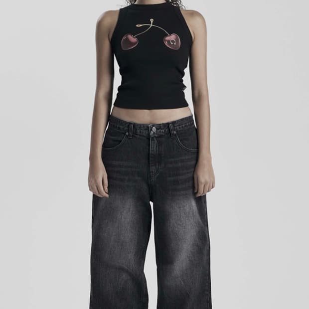 Nas raw wide denim in black