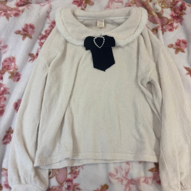 시크릿허니 양산형 퍼 리본 연핑크 니트