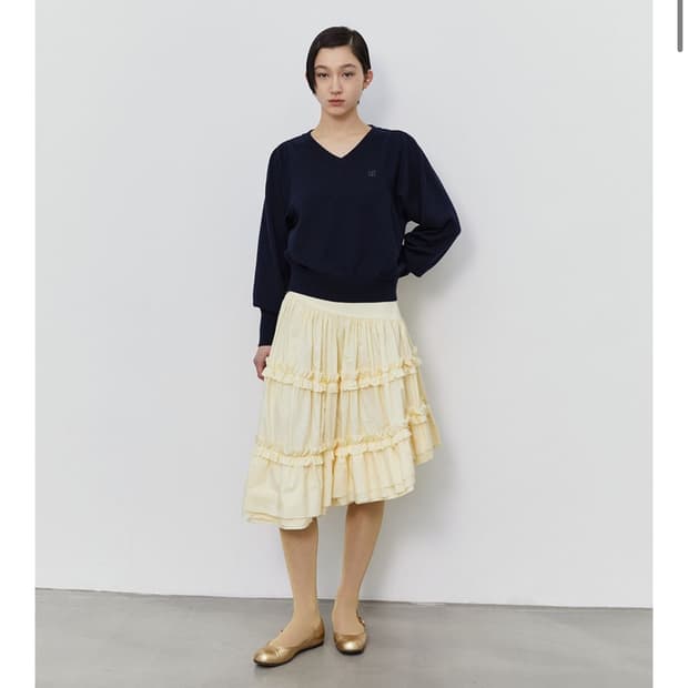 버뮬라 FRILL MIDI SKIRT (LEMON)