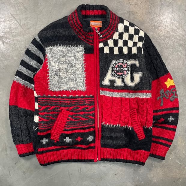  빈티지 울 니트 집업