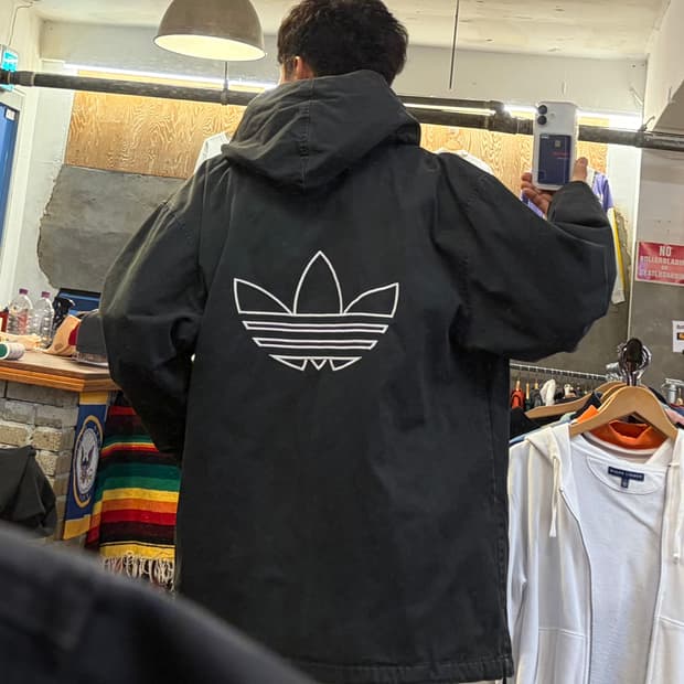 80s USA 빈티지 아디다스 후드 하프코트 패딩