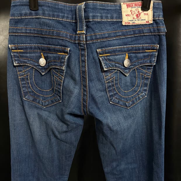 True Religion Low-Rise Washed Denim Jean