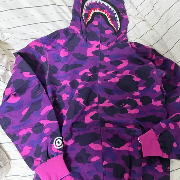 베이프 샤크후드집업 퍼플