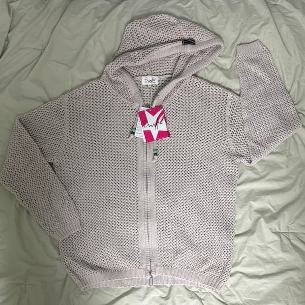 (제베원 성한빈 착용) 피지컬 디파트먼트 비즈 메쉬드 니트 후드집업 그린