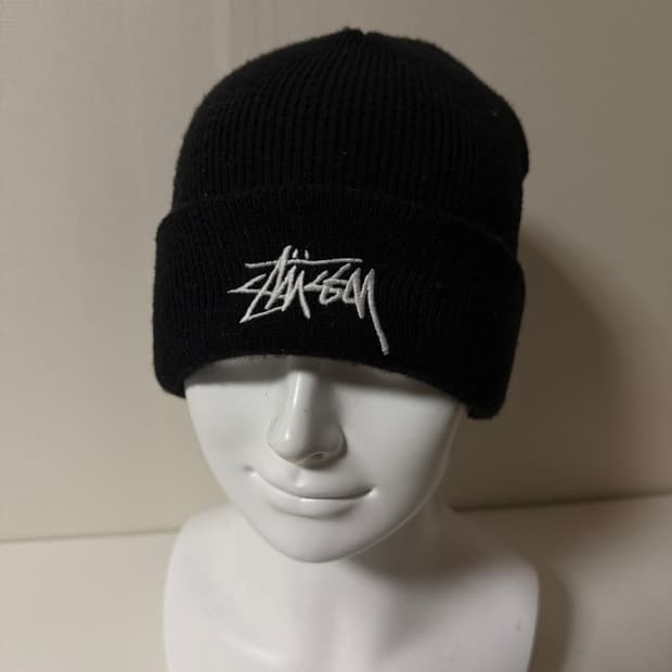스투시 로고 블랙 비니