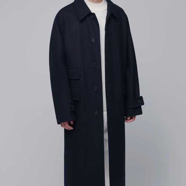 무탠다드 네이비 MTR 오버사이즈 발마칸 코트