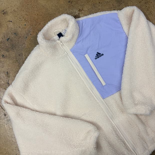 [정품/S] 아디다스 아이보리 뽀글이 플리스 집업 b17
