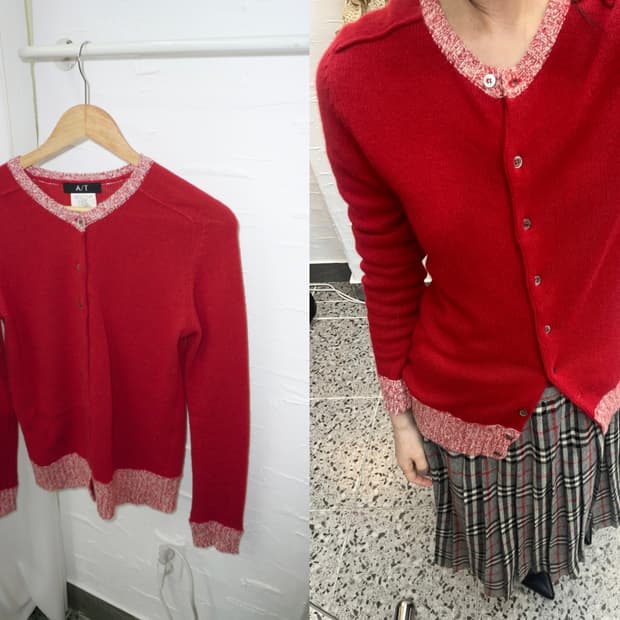 apple red cardigan