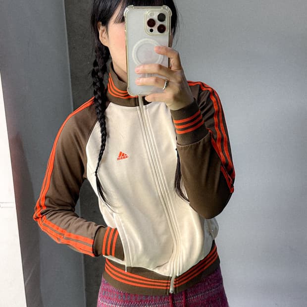 adidas brown/cream track zip up
