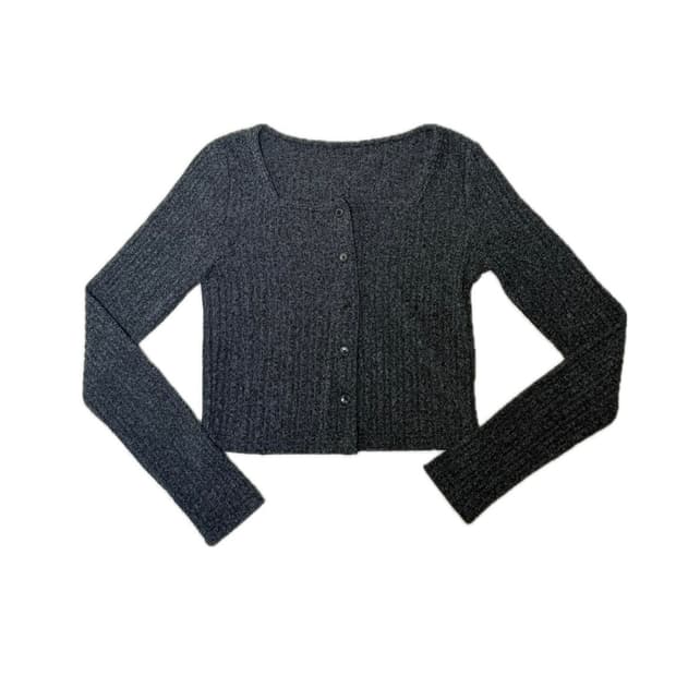 골지 니트 머플러 가디건