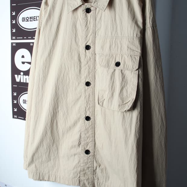 (M-XL) 집업 바람막이 점퍼자켓 베이지 포켓 나일론-H34852
