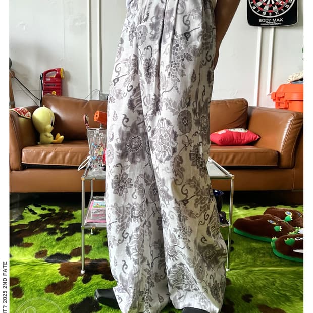 Y.K.X Oriental Art Pattern Wide Trouser