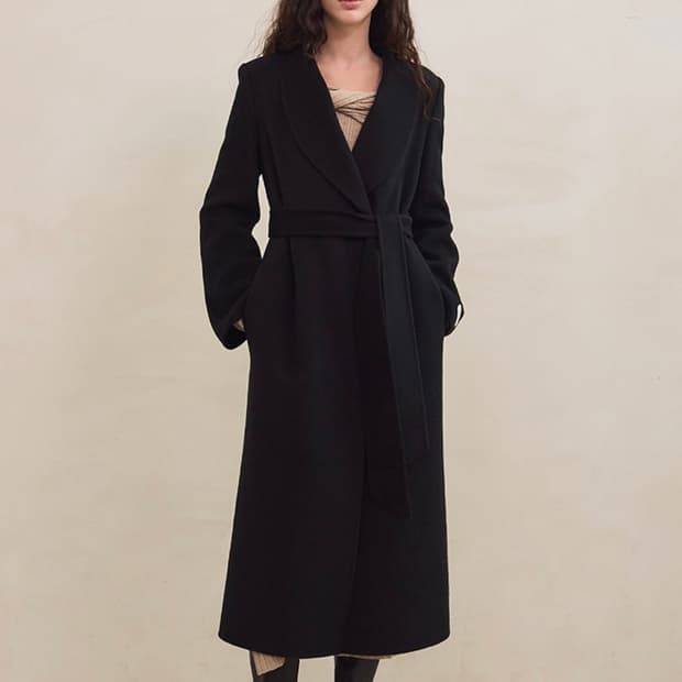 그레이스유 캐롤 숄카라 핸드메이드 코트(블랙)
