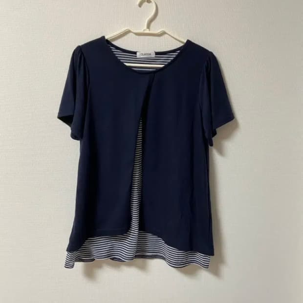 일본 빈티지 모리걸 스트라이프 바선생 반팔 티셔츠