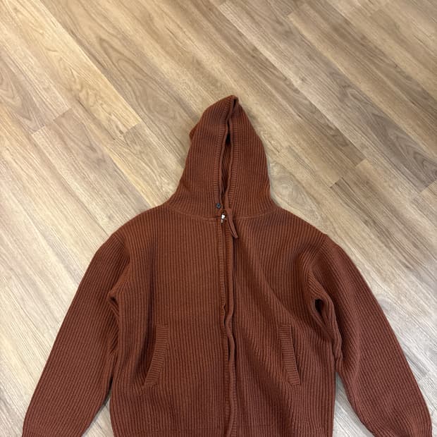 블랙아웃 니트후드집업 M