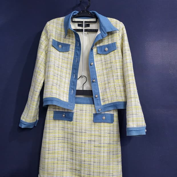 데님 크롭 트위드 셋업