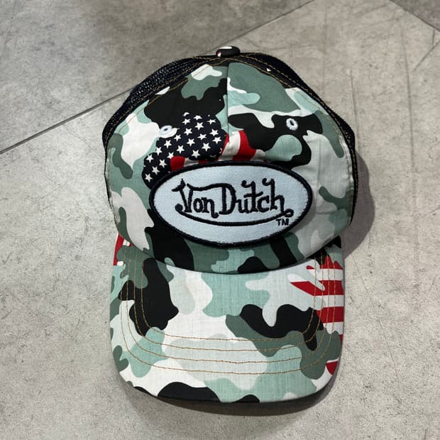 Von Dutch 본더치 카모 성조기 메쉬 볼캡 모자