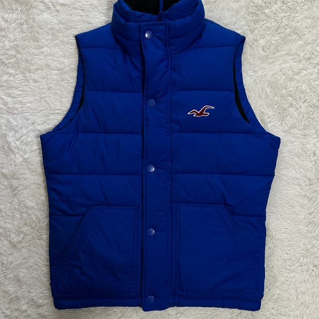 홀리스터 파란색 패딩 조끼 L