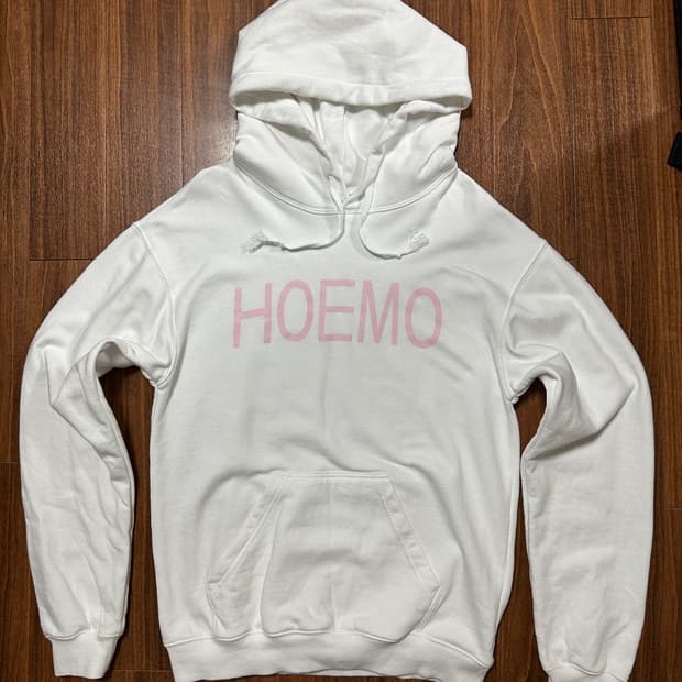 (1) 빨간줄 호모 사피엔스 후드티 화이트 빨간스쿨