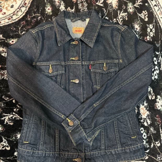 리바이스 데님 크러커 흑청 자켓 