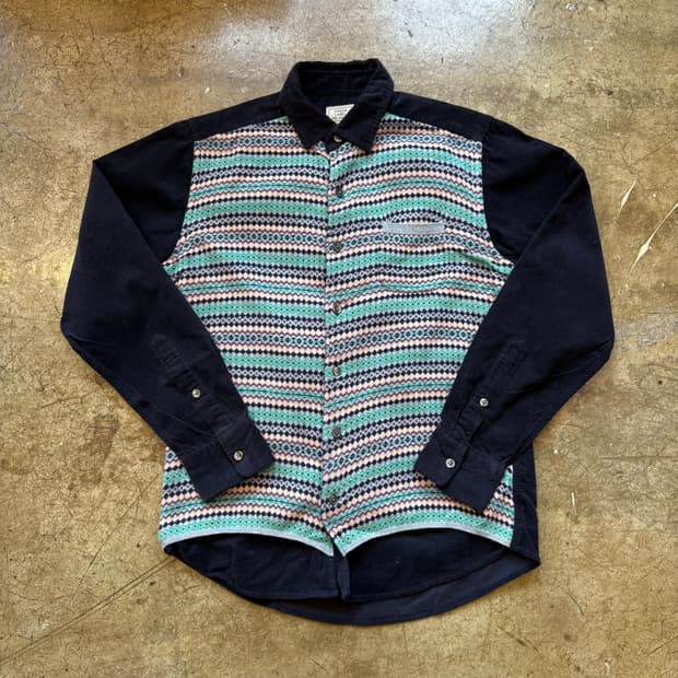 green label relaxing 에스닉 니트 코듀로이 셔츠