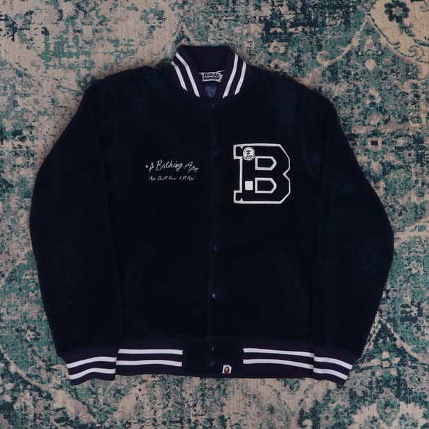 Bape 베이프 00년대 후리스 바시티 자켓 네이비 L