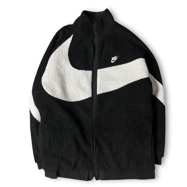 나이키 빅스우시 블랙 화이트 뽀글이 리버시블 집업 자켓 M