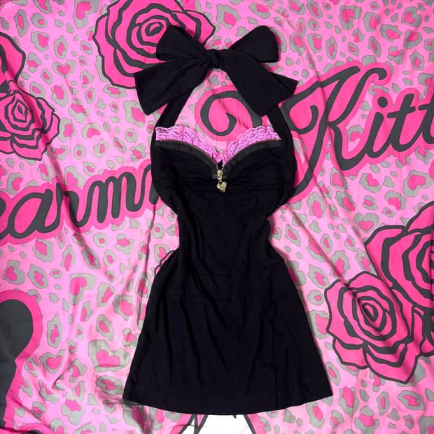 MA*RS마즈 블랙핑크 프릴레이스 홀터 원피스 핀터 히메 오네갸루 아게하