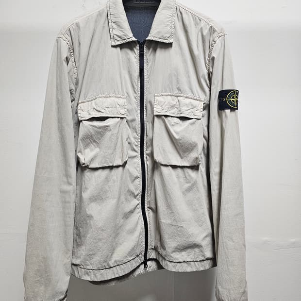 스톤아일랜드 브러쉬드 투포켓 나일론 코튼 오버셔츠