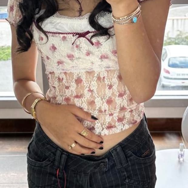 Urban outfitters lace top (pink)