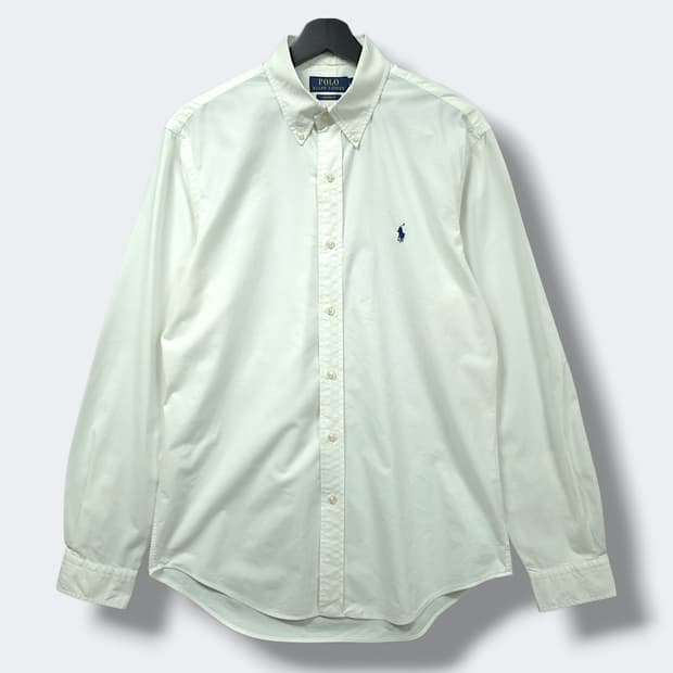 [M] 폴로 화이트 커스텀핏 스트레치 코튼 긴팔셔츠