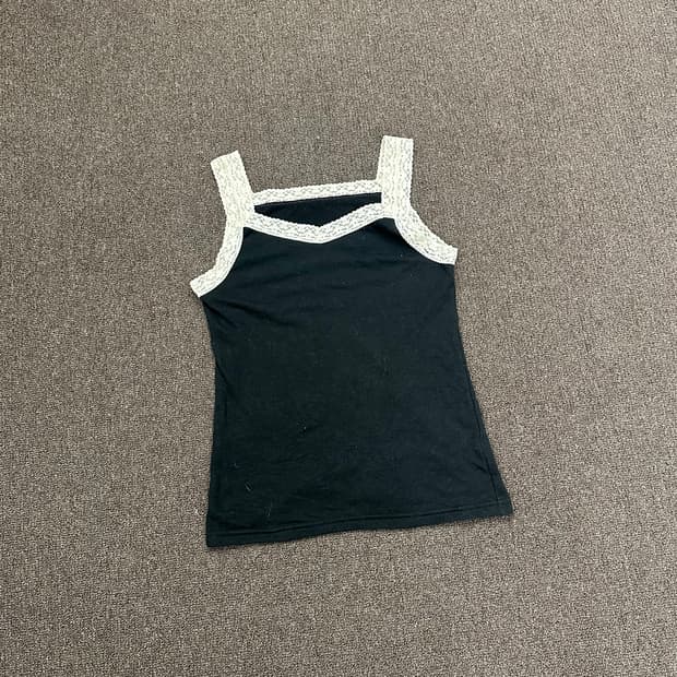 XL)GU 빈티지 여성 레이스 나시