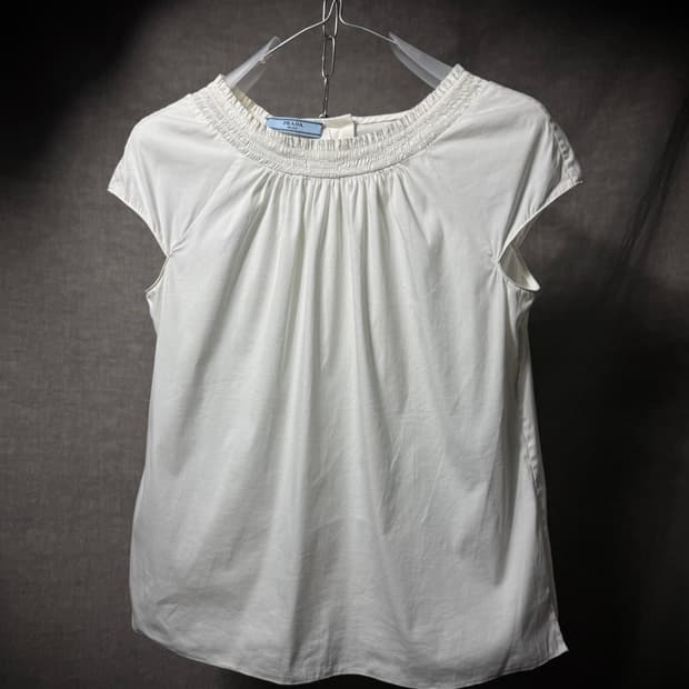 Prada 15SS Shirred Back Button Blouse  