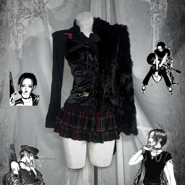 나나깔 헬로키티 아일렛 레드펑크 리얼레빗퍼 코디세트 