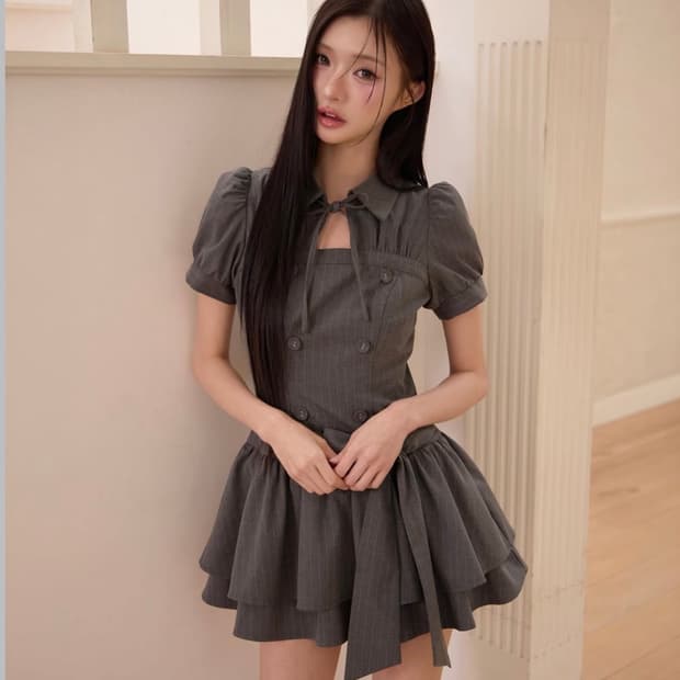 버블즈 더블 버튼 셔츠 원피스 bubbles shirt onepiece