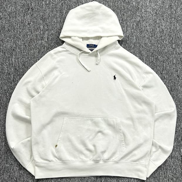 폴로 랄프로렌 포니 로고 화이트 후드티 XL