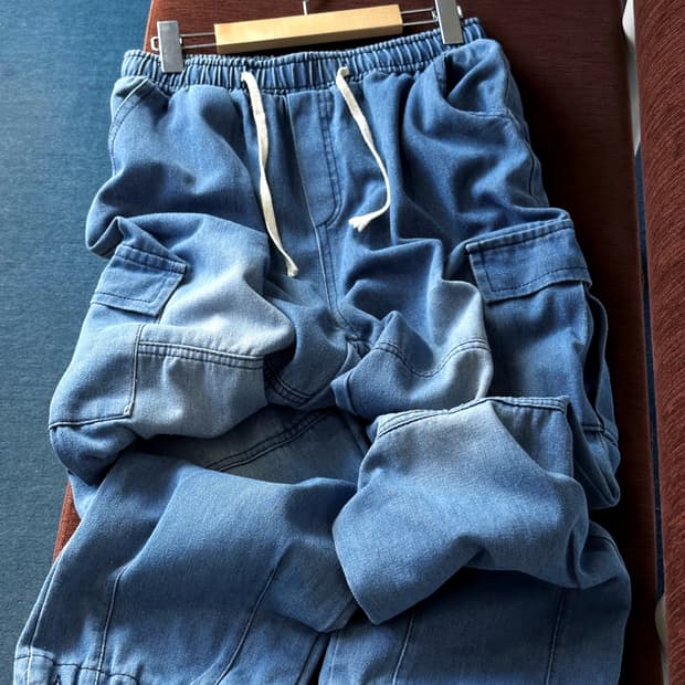 Utility design denim easy cargo pants