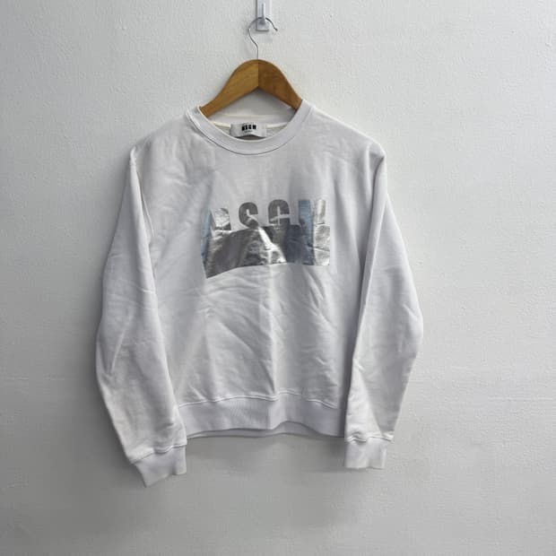 MSGM 11주년 실버로고 맨투맨 화이트 2441MDM161 xs