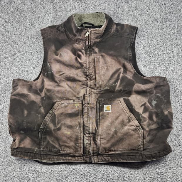  칼하트 다잉 워시드 커스텀 캔버스 워크 베스트 (2XL) / 10365