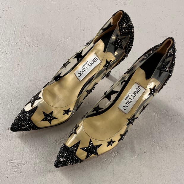 지미추 블랙 크리스탈 스타 스터드 힐 36