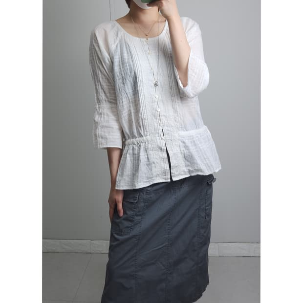 체크 레이스 블라우스