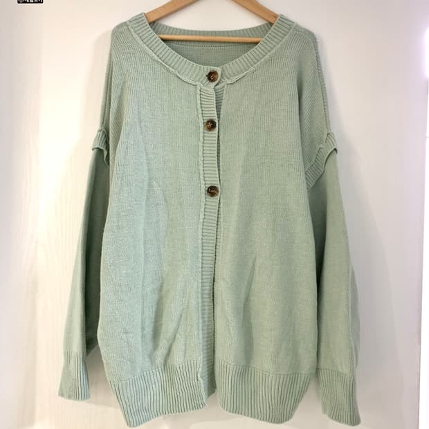 일본빈티지 투웨이 오버핏 민트 니트 가디건