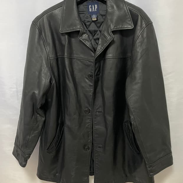 (XL) 90s 빈티지 올드갭 레더 카코트 블랙