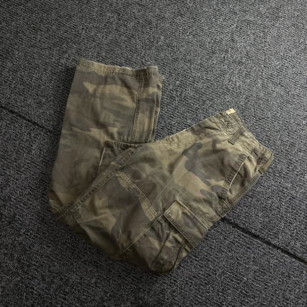 빈티지 Y2K 멀티 포켓 카모 플라쥬 카고 팬츠 3797