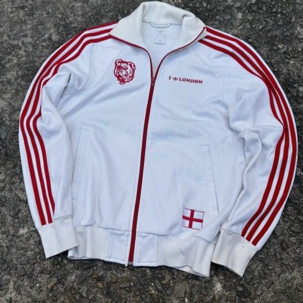 아디다스 런던 흰빨 화이트 트랙탑 져지집업 95/M