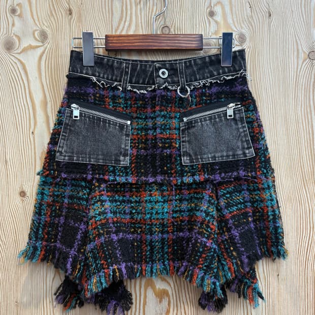 디젤 트위드 체크 미니스커트