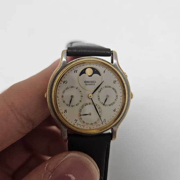 90s Seiko Moonphase Quartz 시계 세이코 문페이즈