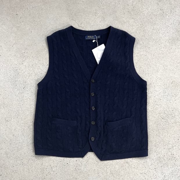 폴로 랄프로렌 울 캐시미어 케이블 니트 베스트