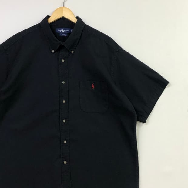XL 폴로 블랙 솔리드 셔츠
