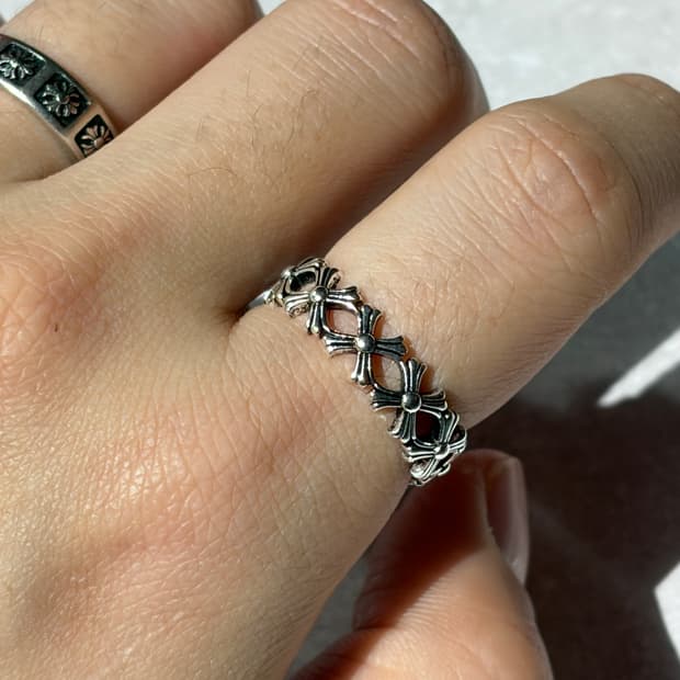 Oribell 크롬 멀티 크로스 링크 925실버 오픈링 반지